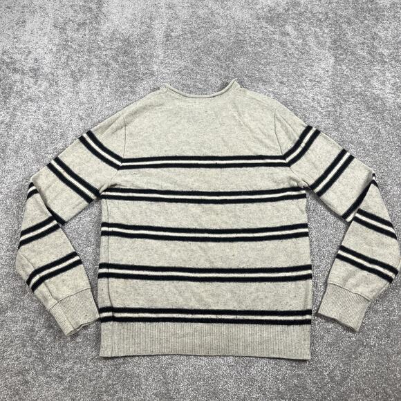 Gap Sweater Mens Medium Wool Blend Roll Neck Stripe Nautical Grandpa Ivory - Picture 8 of 15